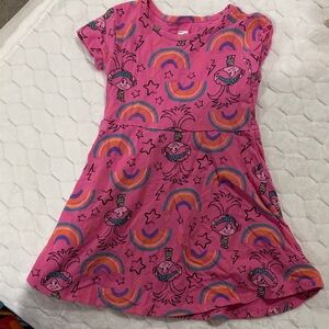 Trolls Pink Dress with Rainbow and Character Design